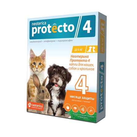 Neoterica Protecto Капли на холку для кошек, собак и кроликов до 4 кг – интернет-магазин Ле’Муррр